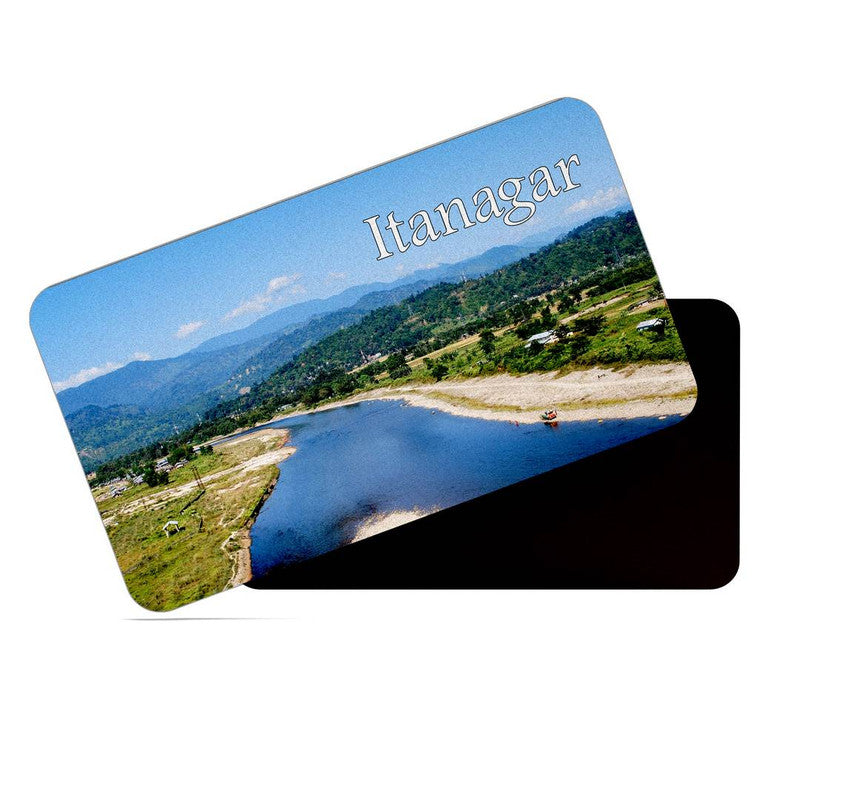 dhcrafts Rectangular Rubber Fridge Magnet / Magnetic Card Multicolor Arunachal Pradesh Itanagar Design Pack of 1 (8.6cm x 5.4cm)